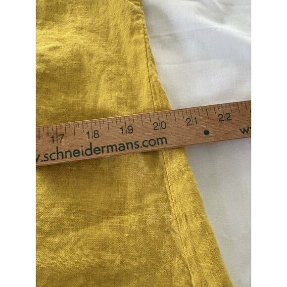 Terzo Millennio Italy Linen Tunic Size Medium Yellow Button Back Lagenlook Hi Lo - Picture 6 of 11